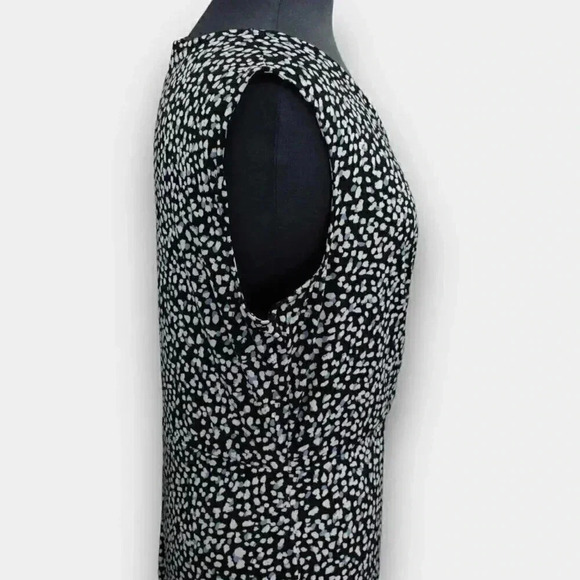 JOE FRESH v-neck wrap midi dress black‎ white blue Large sleeveless - Picture 5 of 8
